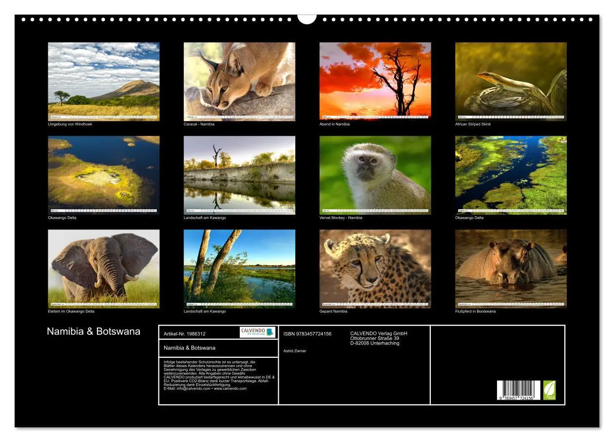 Bild: 9783457724156 | Namibia &amp; Botswana (Wandkalender 2026 DIN A2 quer), CALVENDO...