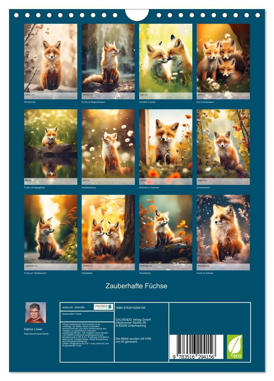 Bild: 9783516294156 | Zauberhafte Füchse (Wandkalender 2026 DIN A4 hoch), CALVENDO...
