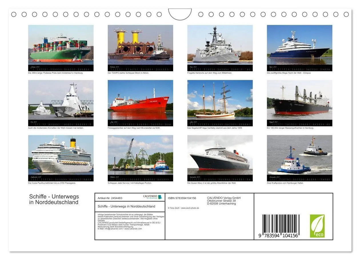 Bild: 9783594104156 | Schiffe - Unterwegs in Norddeutschland (Wandkalender 2027 DIN A4...