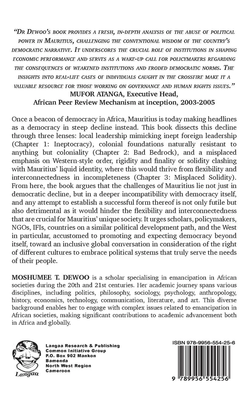 Rückseite: 9789956554256 | The Democracy Illusion in Mauritius | Moshumee T. Dewoo | Taschenbuch