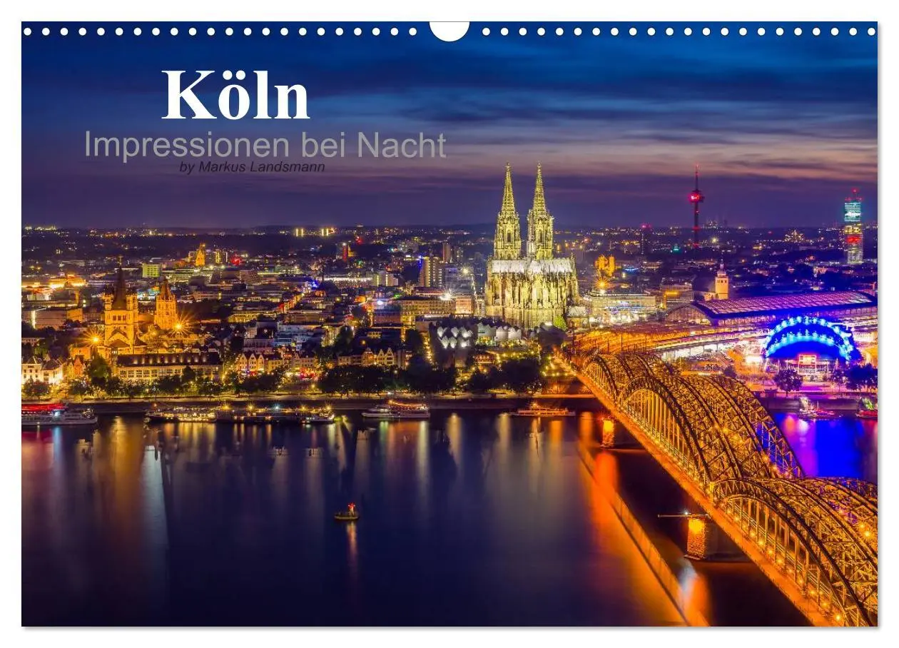 Cover: 9783516034356 | Köln Impressionen bei Nacht (Wandkalender 2026 DIN A3 quer),...