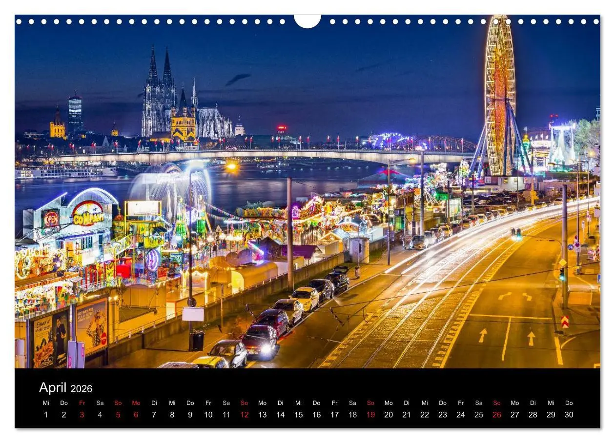 Bild: 9783516034356 | Köln Impressionen bei Nacht (Wandkalender 2026 DIN A3 quer),...