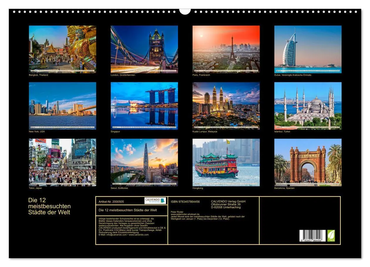 Bild: 9783457864456 | Die 12 meistbesuchten Städte der Welt (Wandkalender 2026 DIN A2...