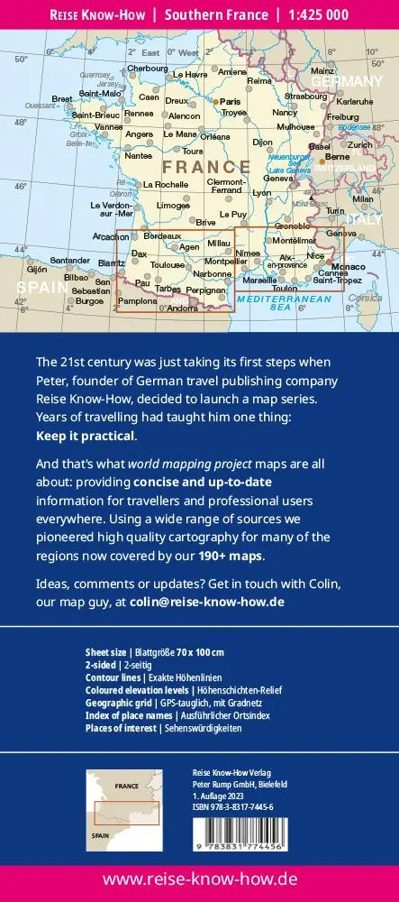 Rückseite: 9783831774456 | Reise Know-How Landkarte Südfrankreich / Southern France (1:425.000)