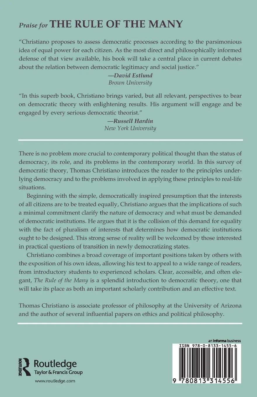 Rückseite: 9780813314556 | The Rule Of The Many | Fundamental Issues In Democratic Theory | Buch