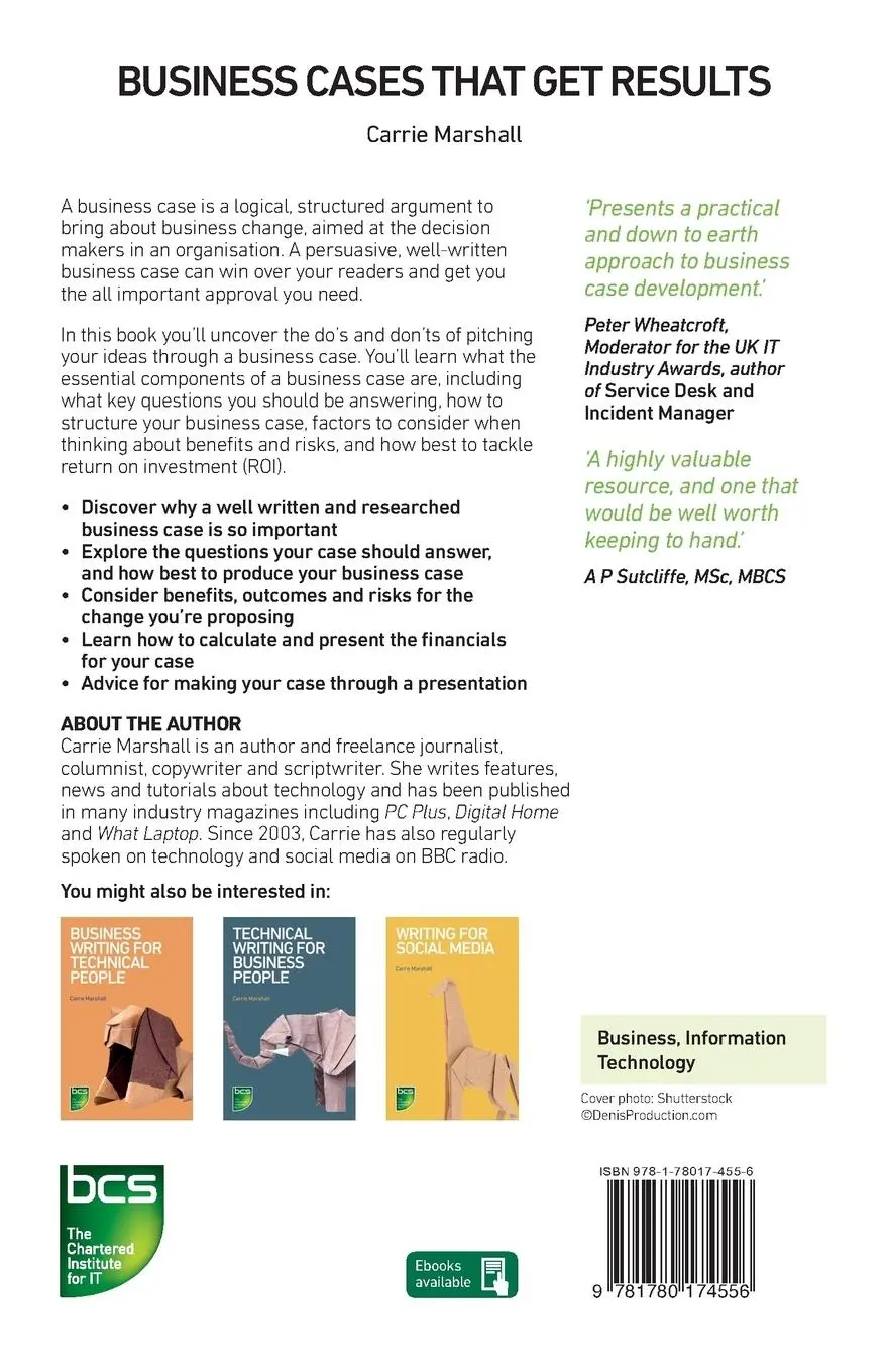 Rückseite: 9781780174556 | Business Cases That Get Results | Carrie Marshall | Taschenbuch | 2019