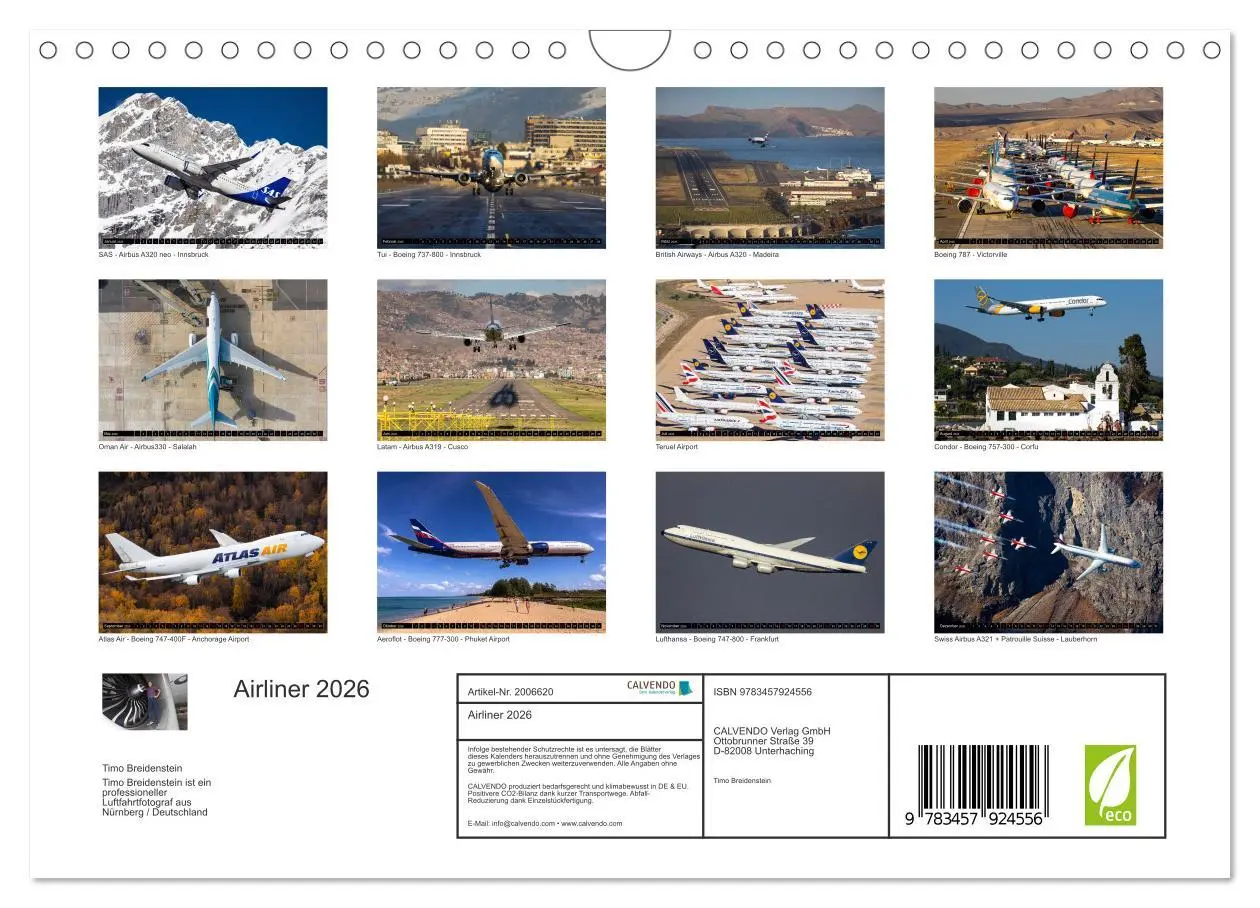 Bild: 9783457924556 | Airliner 2026 (Wandkalender 2026 DIN A4 quer), CALVENDO Monatskalender