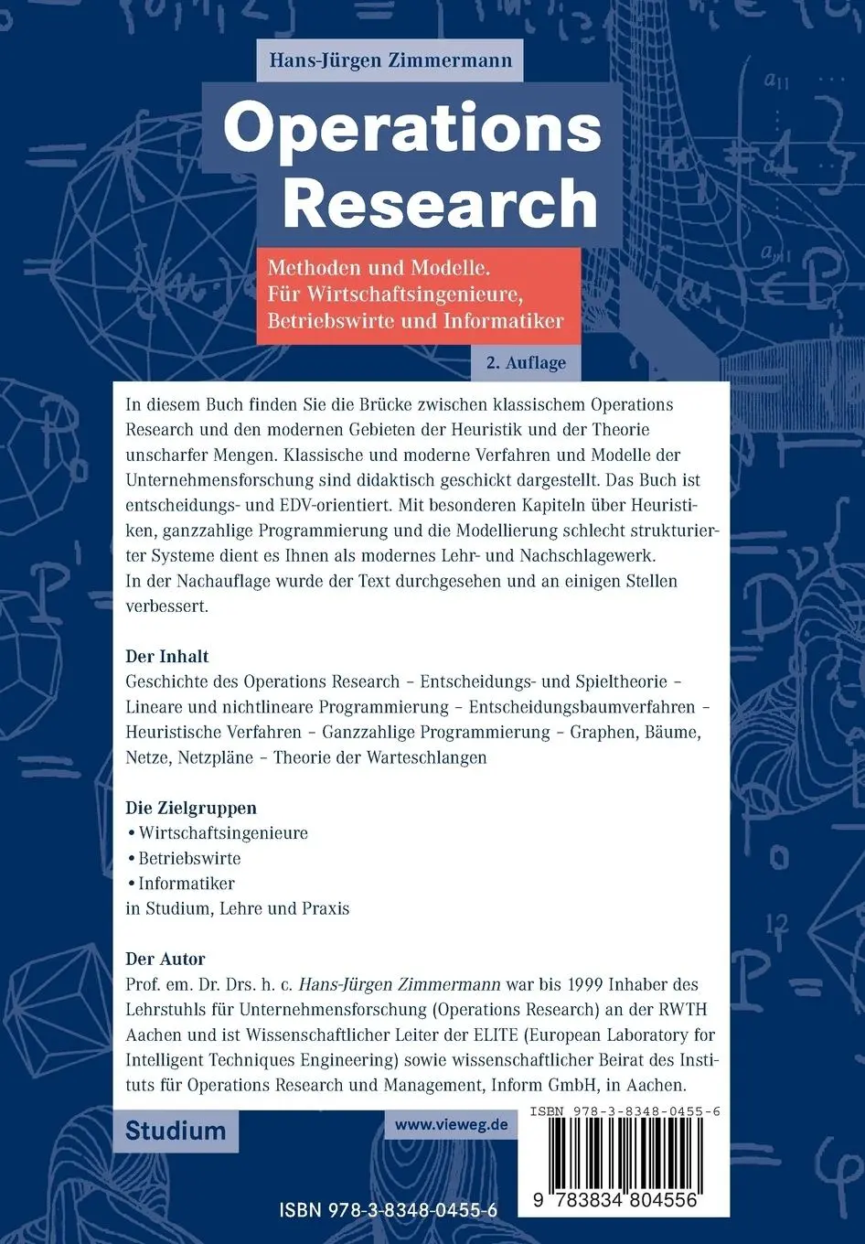 Rückseite: 9783834804556 | Operations Research | Hans-Jürgen Zimmermann | Taschenbuch | xiv