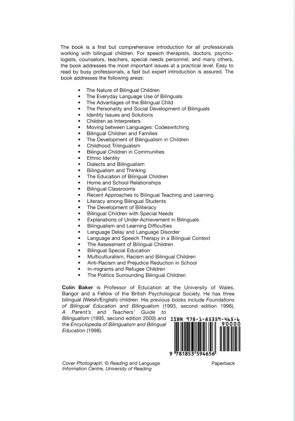 Rückseite: 9781853594656 | The Care and Education of Young Bilinguals | Colin Baker | Taschenbuch