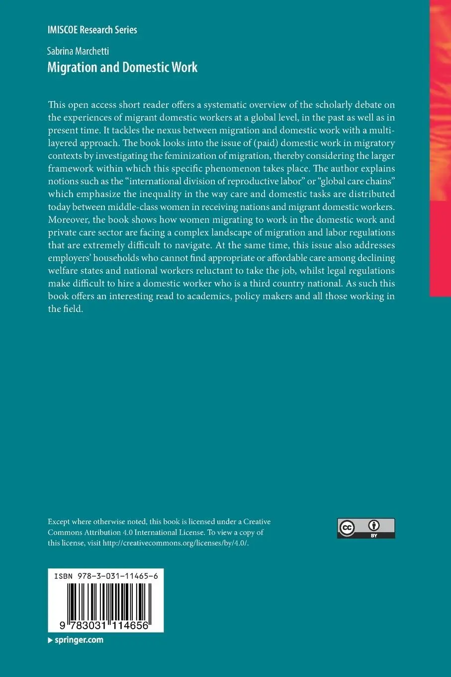 Rückseite: 9783031114656 | Migration and Domestic Work | IMISCOE Short Reader | Sabrina Marchetti