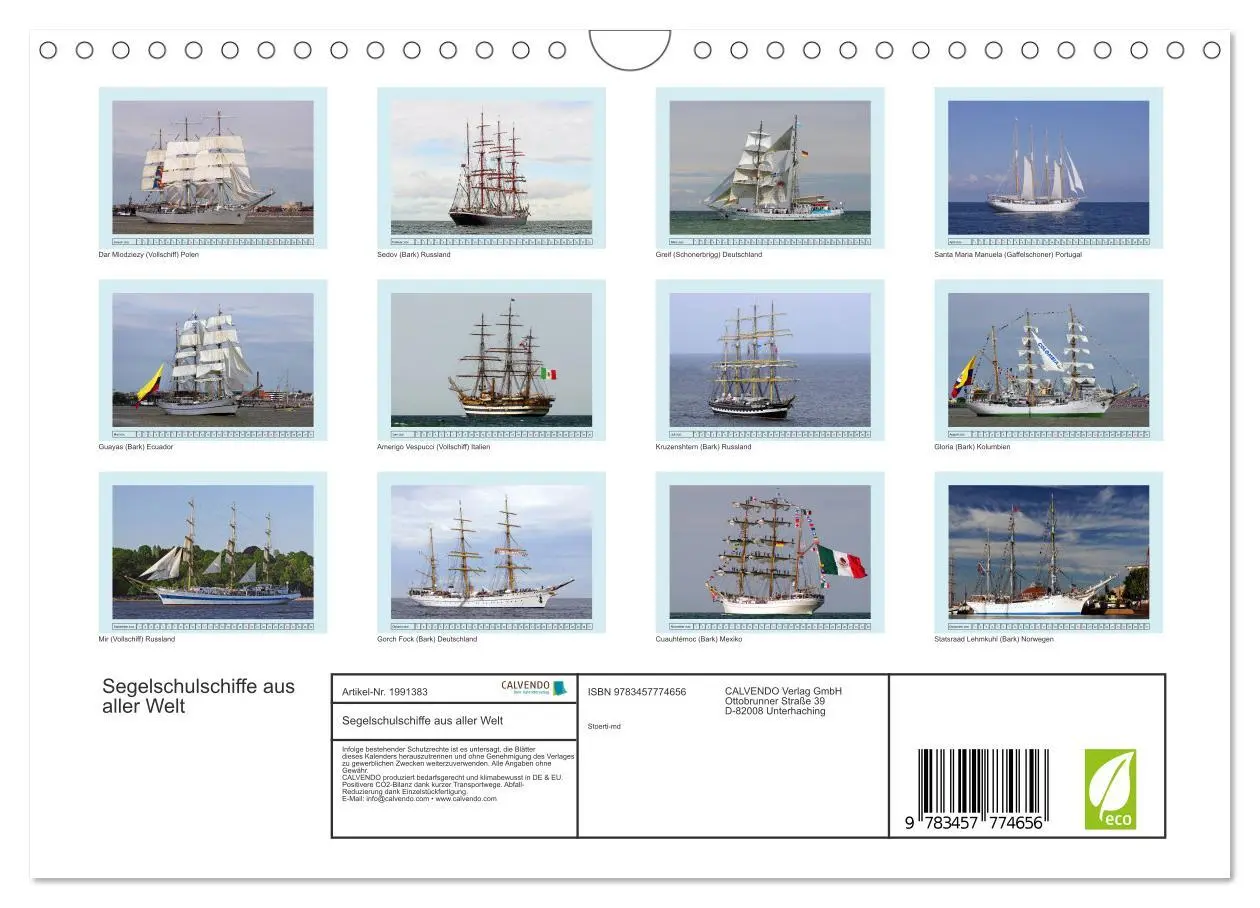 Bild: 9783457774656 | Segelschulschiffe aus aller Welt (Wandkalender 2026 DIN A4 quer),...