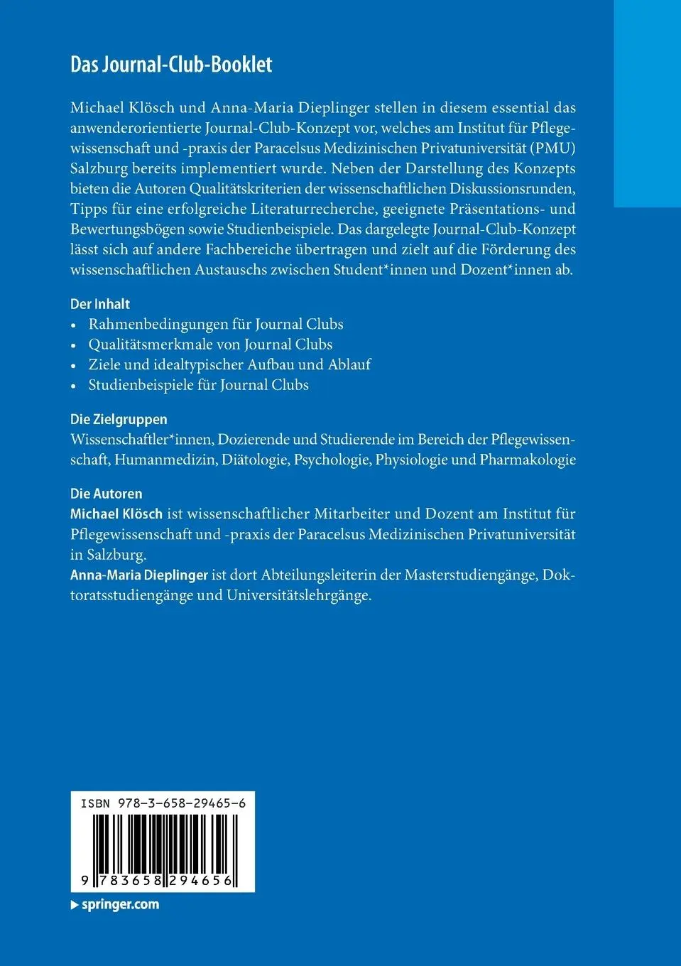 Rückseite: 9783658294656 | Das Journal-Club-Booklet | Ein Konzept für die Pflegewissenschaft