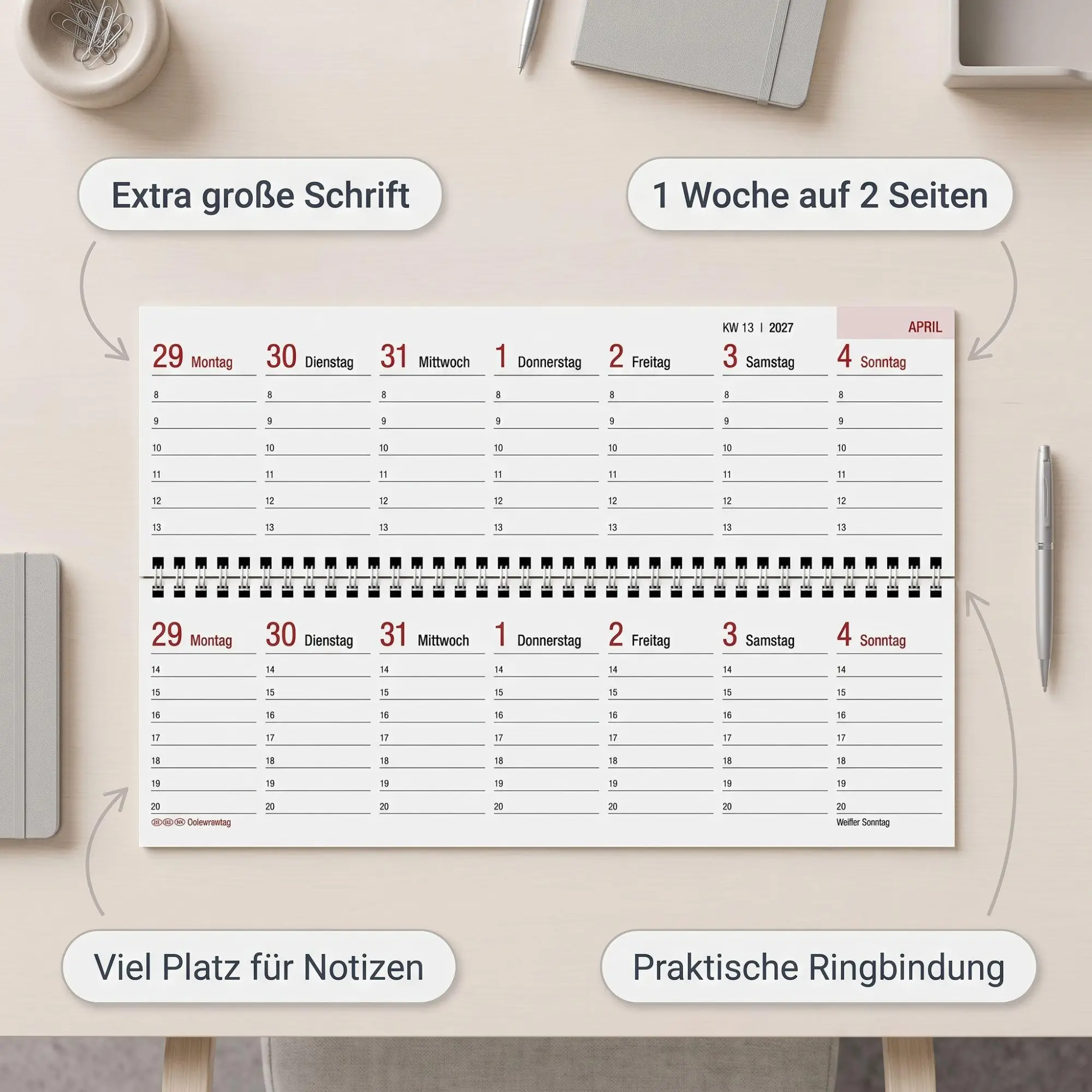 Bild: 4069095014756 | Tischquerkalender GROSSDRUCK 2027 | Neumann Verlage GmbH &amp; Co KG