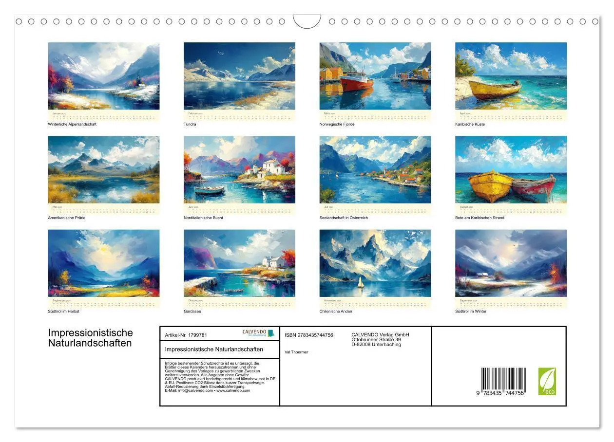 Bild: 9783435744756 | Impressionistische Naturlandschaften (Wandkalender 2025 DIN A3...