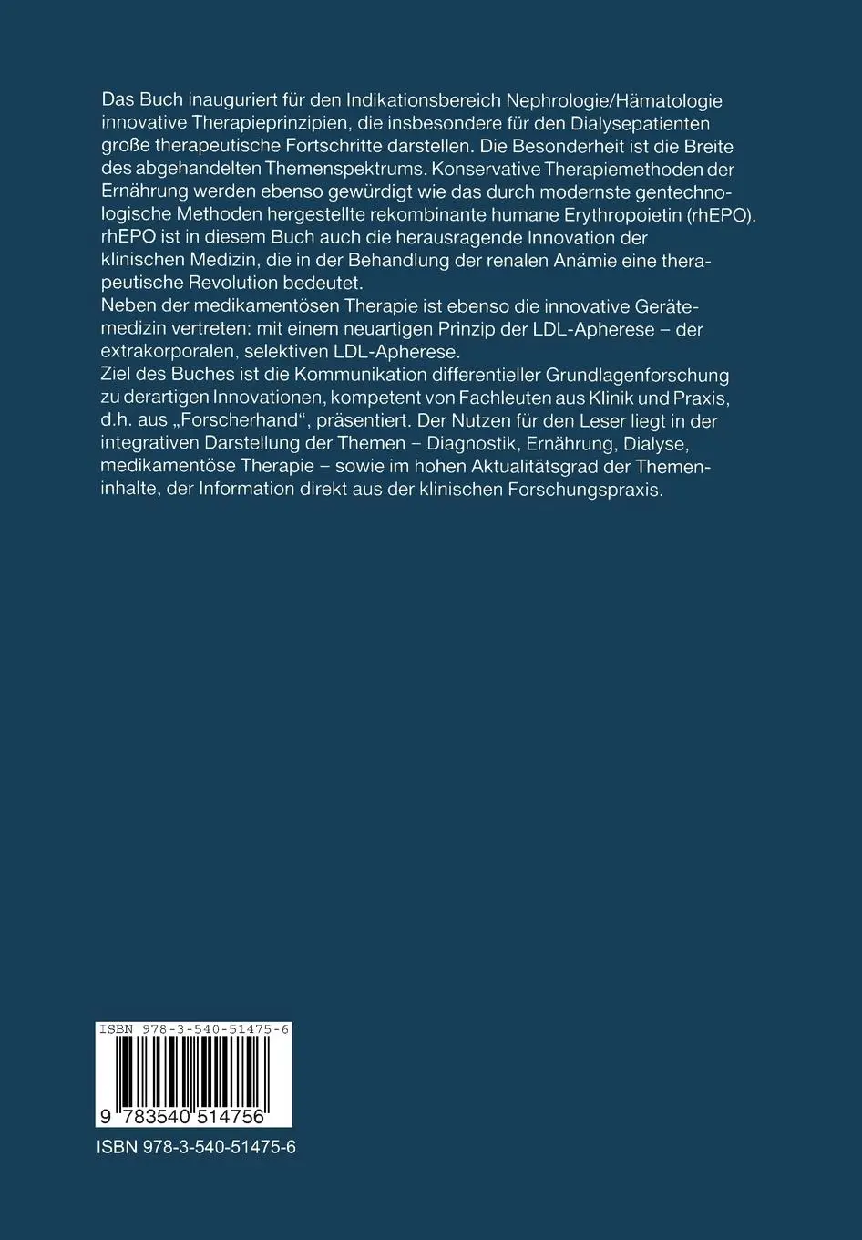 Rückseite: 9783540514756 | Nephrologie | Neue Perspektiven für Dialysepatienten | Gurland (u. a.)