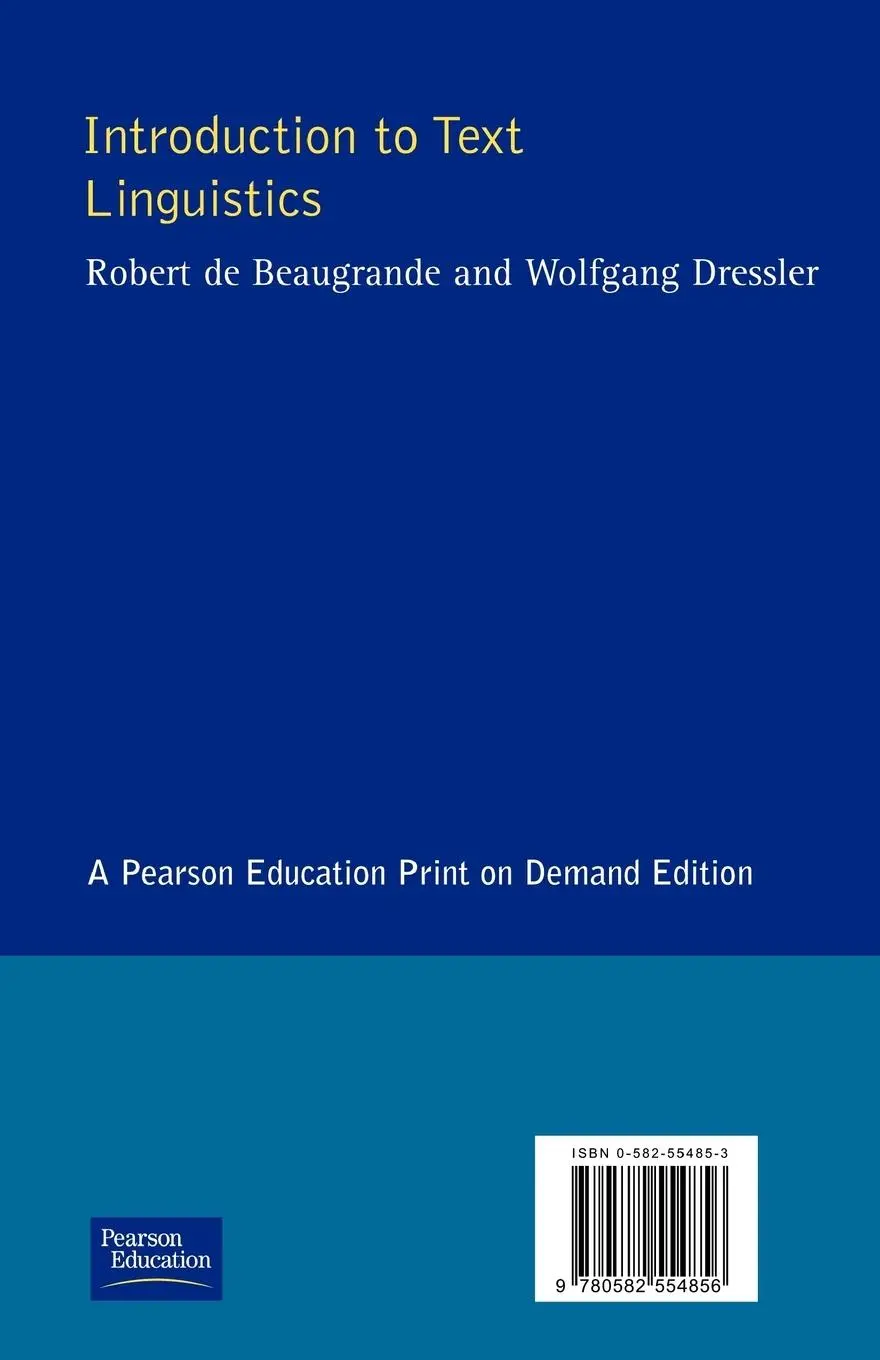 Rückseite: 9780582554856 | Introduction to Text Linguistics | Robert De Beaugrande (u. a.) | Buch