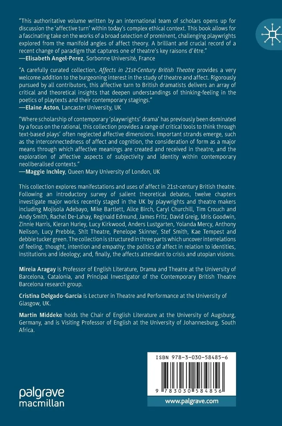 Rückseite: 9783030584856 | Affects in 21st-Century British Theatre | Mireia Aragay (u. a.) | Buch