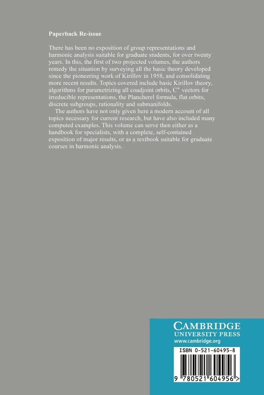 Rückseite: 9780521604956 | Representations of Nilpotent Lie Groups and Their Applications | Buch