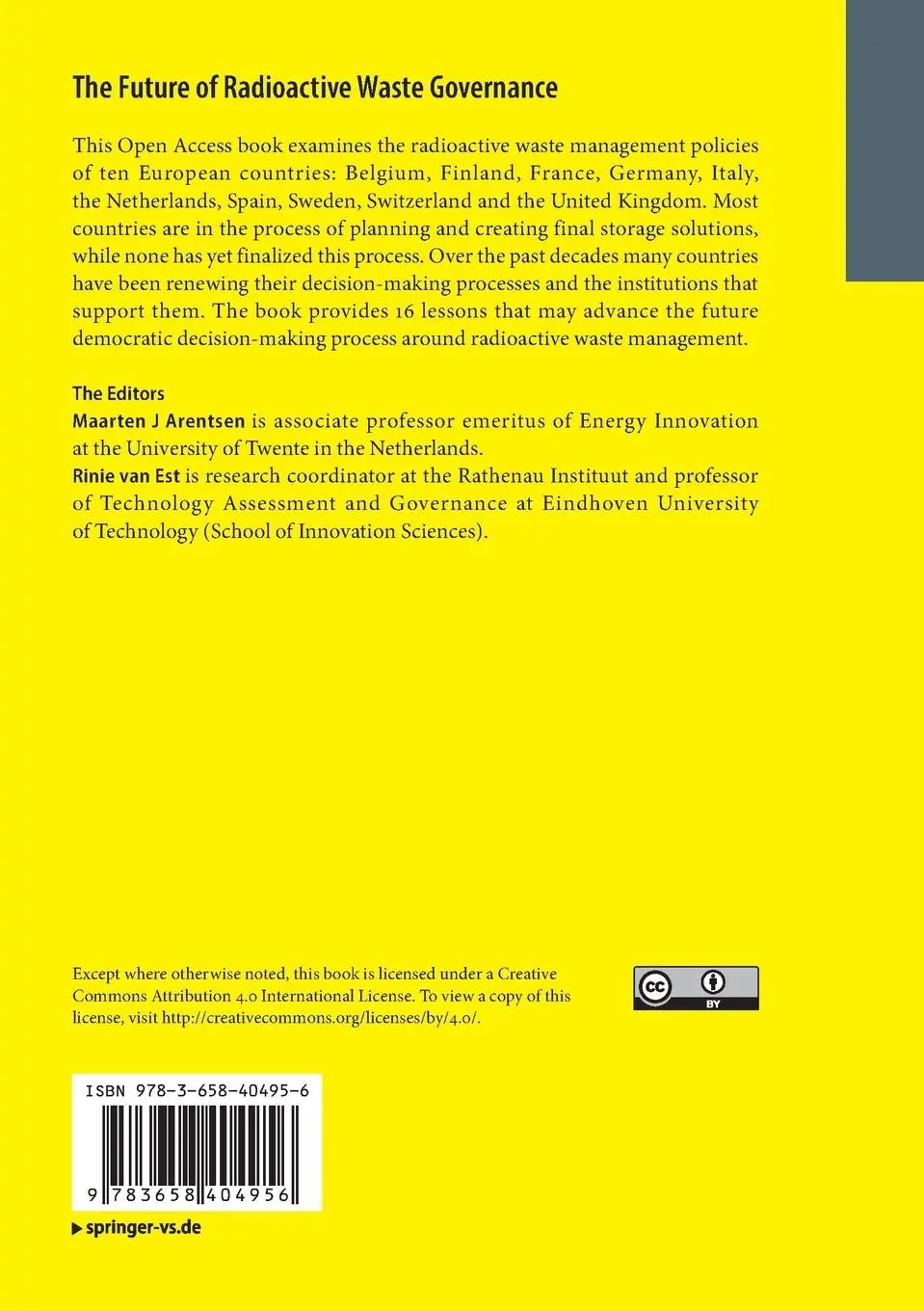 Rückseite: 9783658404956 | The Future of Radioactive Waste Governance | Lessons from Europe