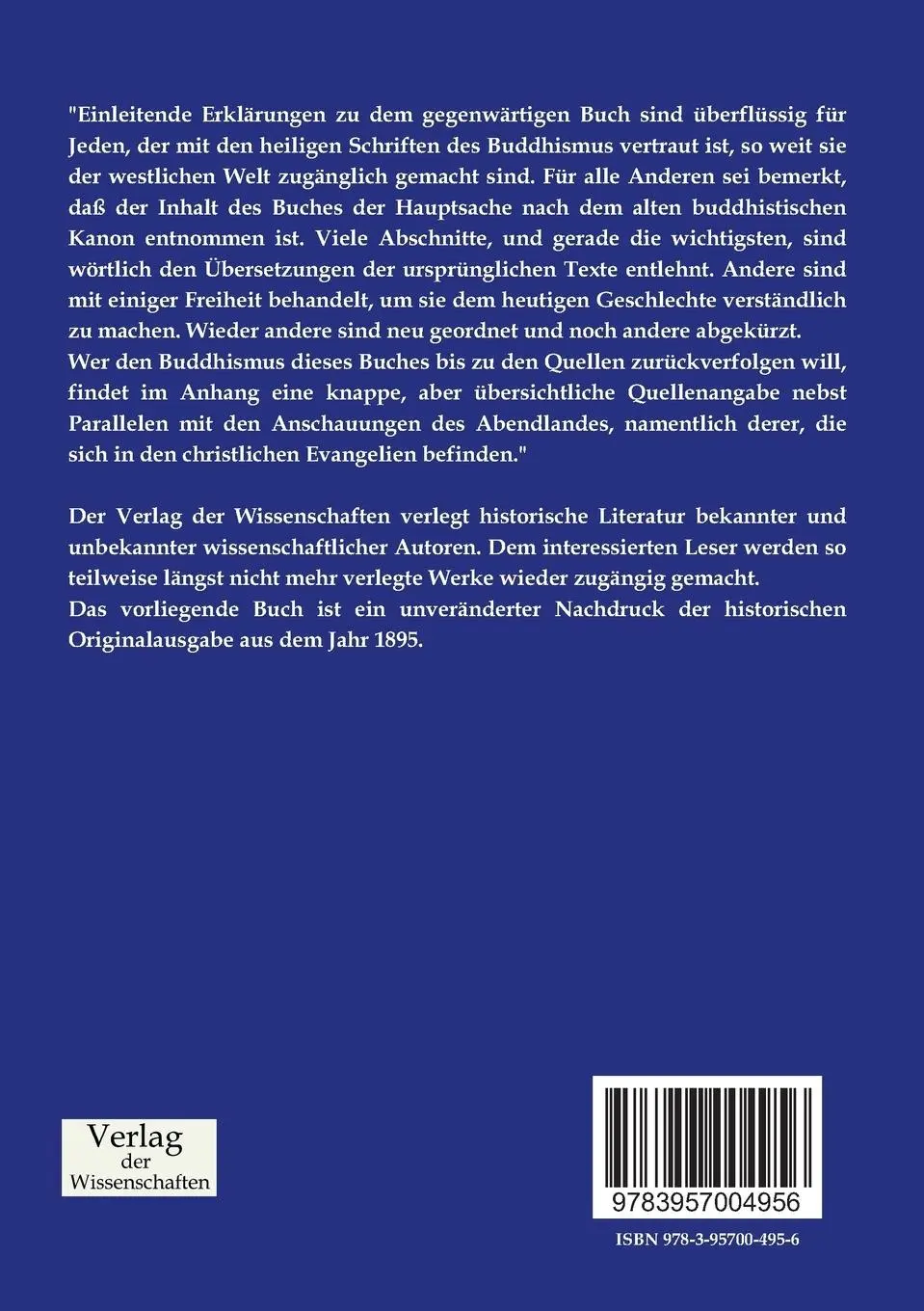 Rückseite: 9783957004956 | Das Evangelium Buddhas | nach alten Quellen erzählt | Carus (u. a.)