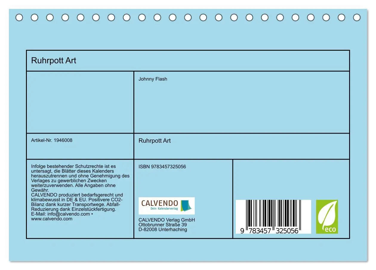 Bild: 9783457325056 | Ruhrpott Art (Tischkalender 2026 DIN A5 quer), CALVENDO Monatskalender