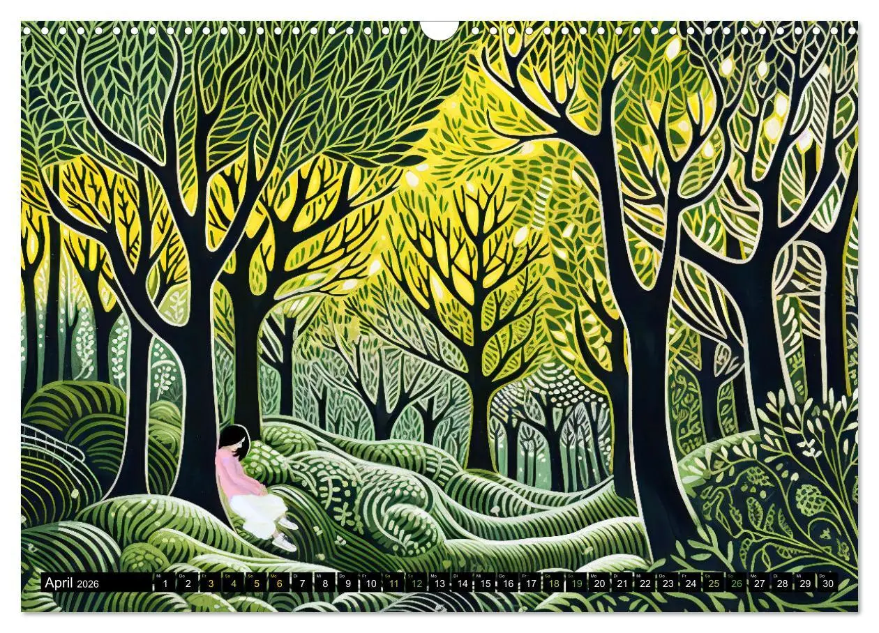 Bild: 9783457495056 | Abstrakter Wald - Jahreszeiten in bunten Linolschnitten...