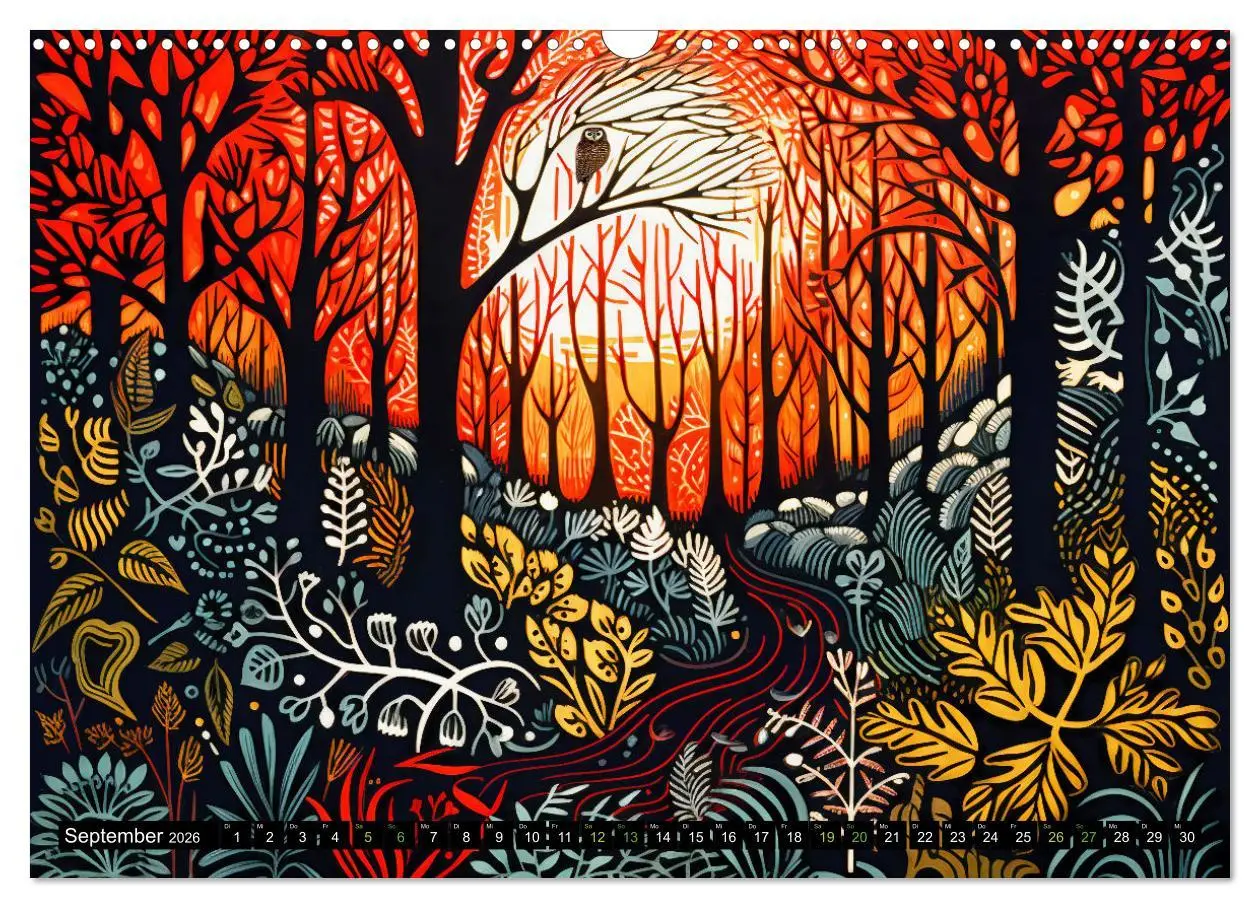 Bild: 9783457495056 | Abstrakter Wald - Jahreszeiten in bunten Linolschnitten...