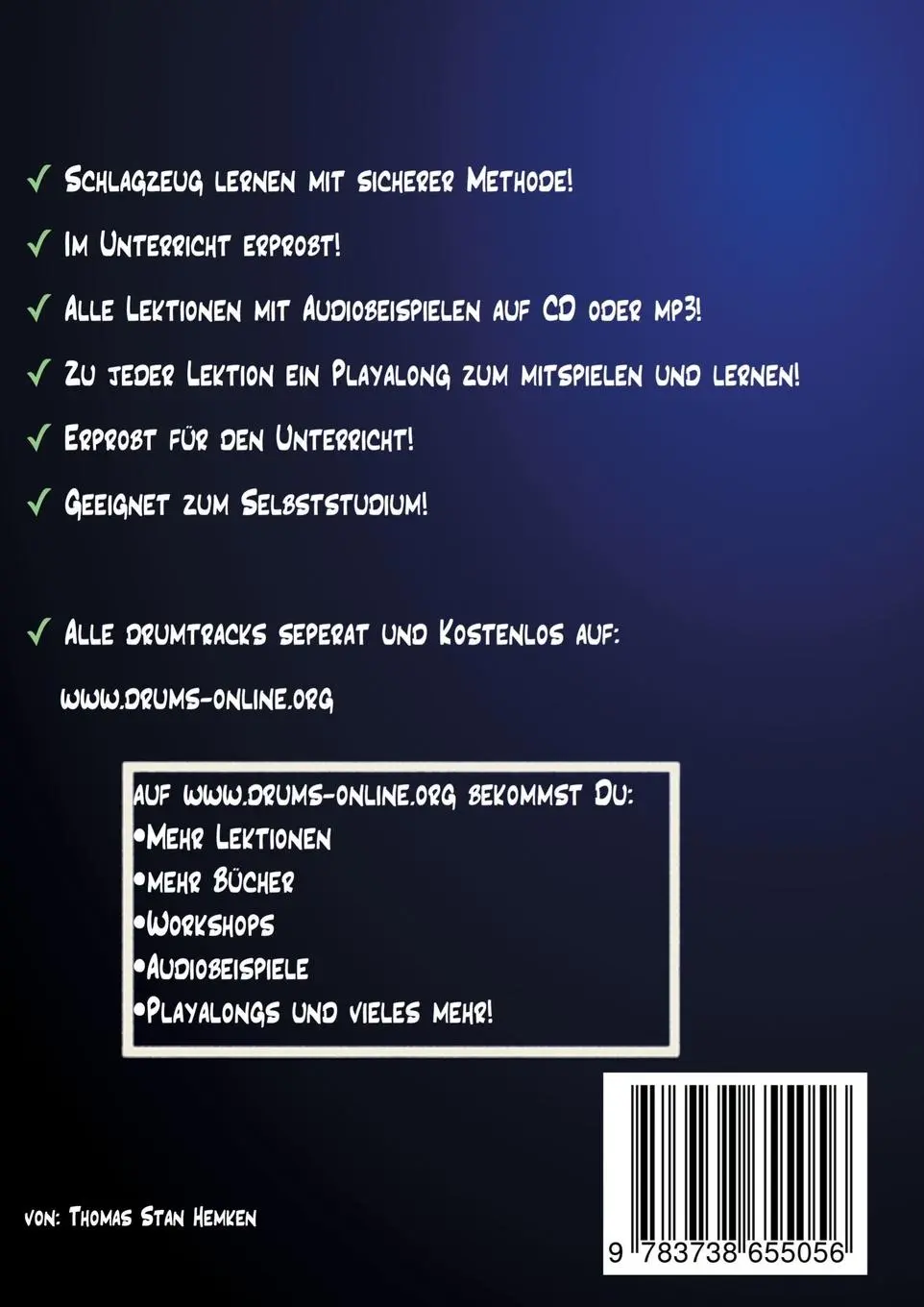 Rückseite: 9783738655056 | Dein Weg zum erfolgreichen Drummer Band 1 | Schlagzeugschule Band 1
