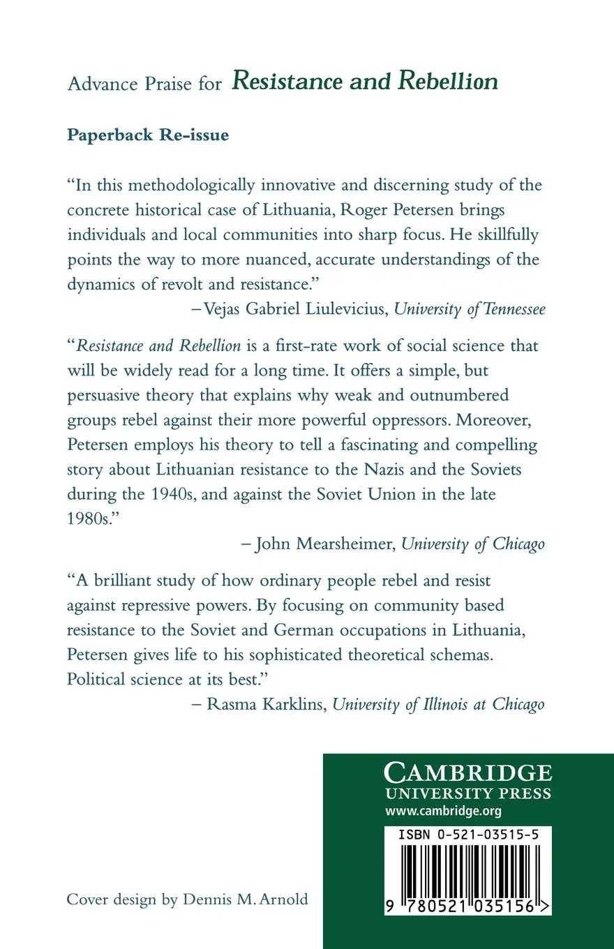 Rückseite: 9780521035156 | Resistance and Rebellion | Lessons from Eastern Europe | Petersen