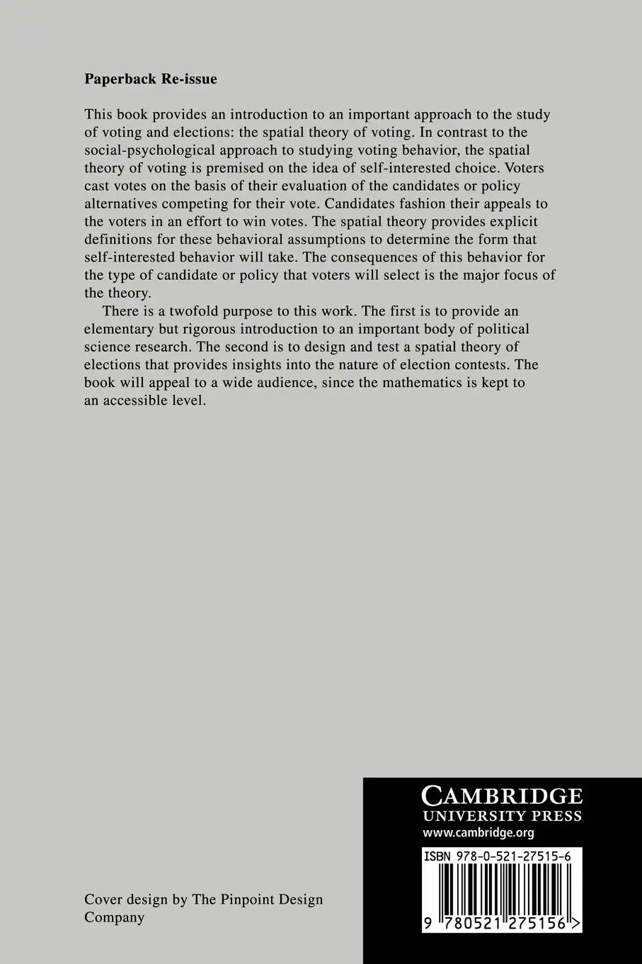 Rückseite: 9780521275156 | The Spatial Theory of Voting | An Introduction | Enelow (u. a.) | Buch