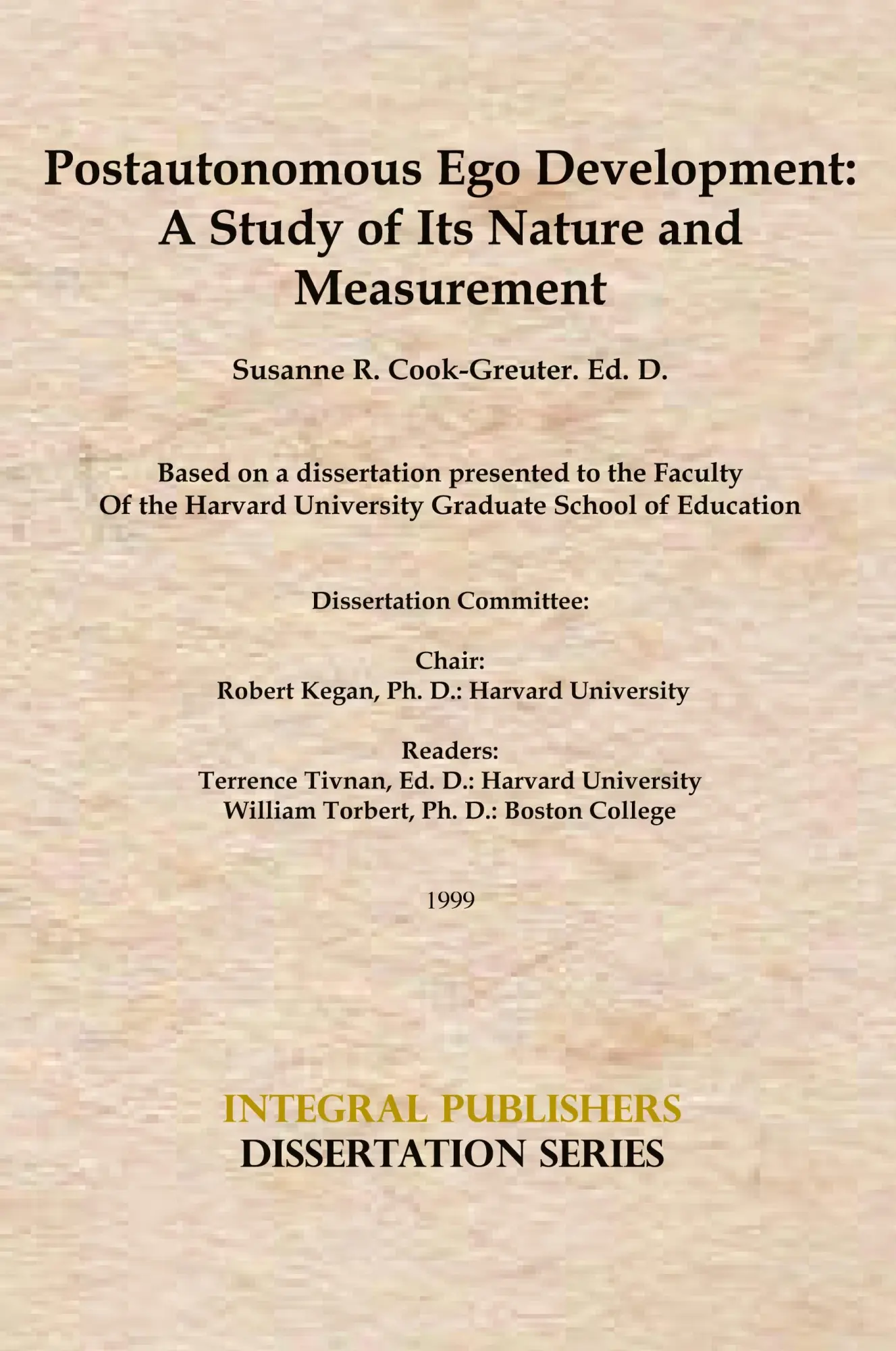 Cover: 9781450725156 | Postautonomous Ego Development | A Study of Its Nature and Measurement