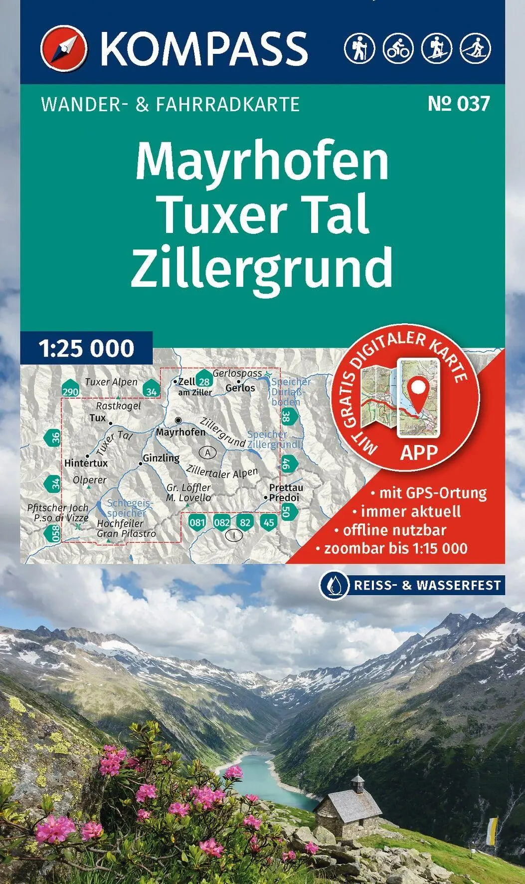 Cover: 9783991545156 | KOMPASS Wanderkarte 037 Mayrhofen, Tuxer Tal, Zillergrund 1:25.000