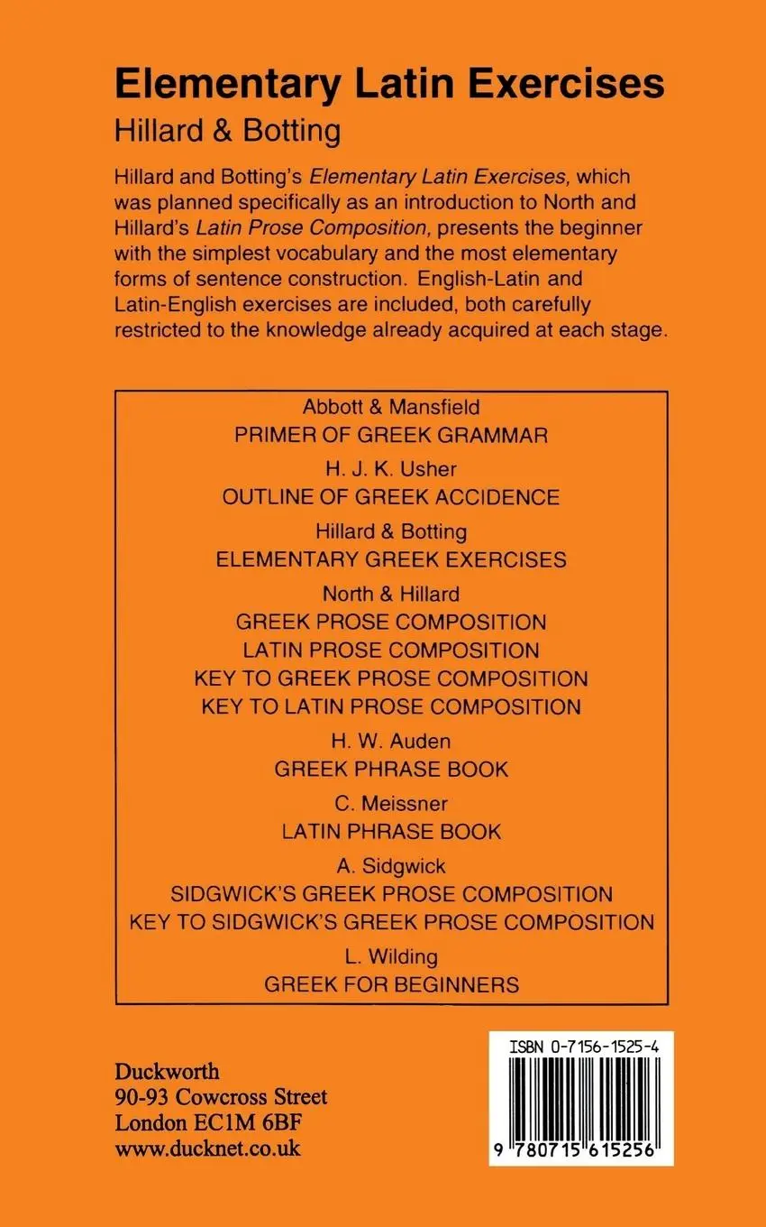Rückseite: 9780715615256 | Elementary Latin Exercises | A. E. Hillard (u. a.) | Taschenbuch