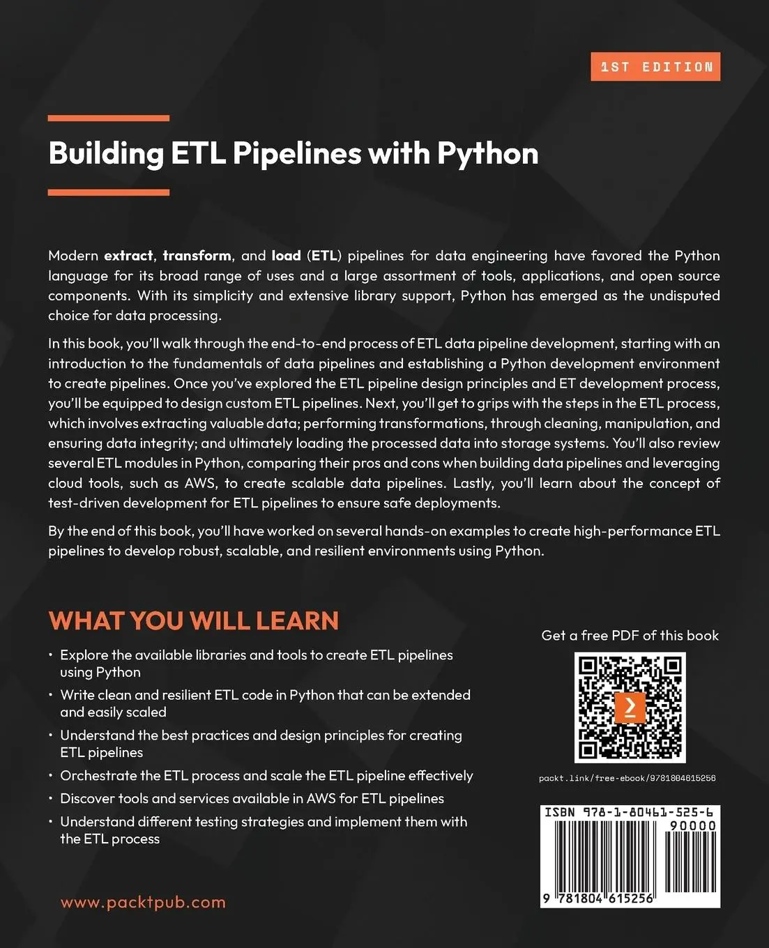 Rückseite: 9781804615256 | Building ETL Pipelines with Python | Brij Kishore Pandey (u. a.)