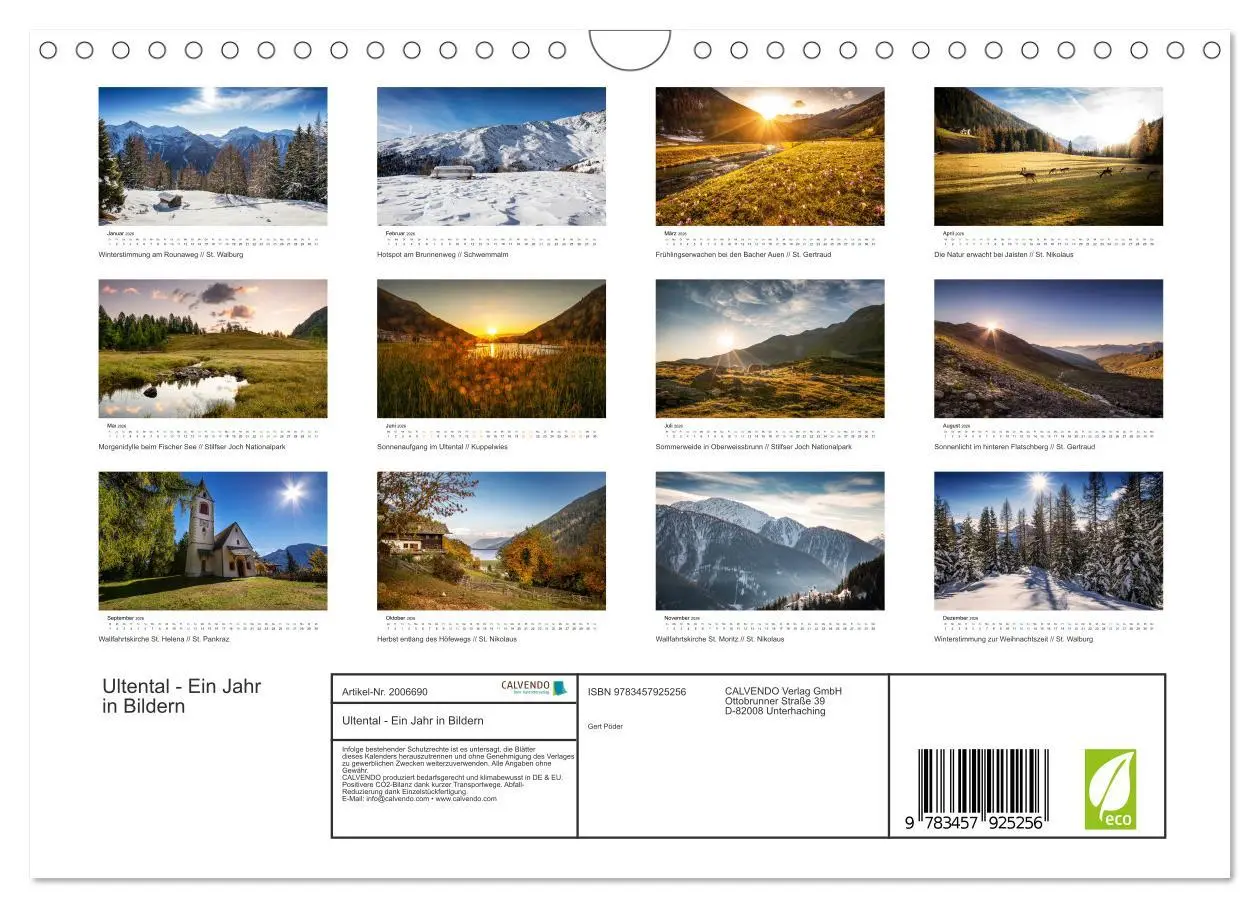 Bild: 9783457925256 | Ultental - Ein Jahr in Bildern (Wandkalender 2026 DIN A4 quer),...