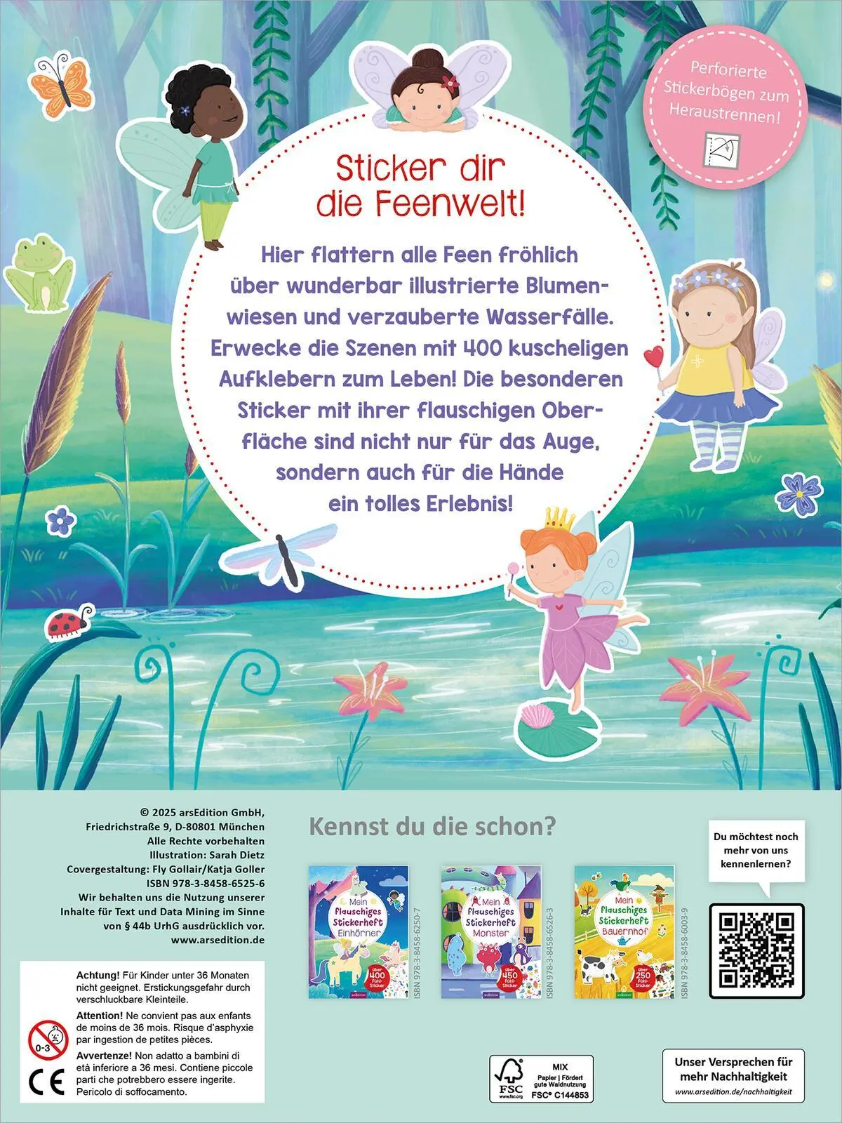 Rückseite: 9783845865256 | Mein flauschiges Stickerheft - Feen | Über 400 Fühl-Sticker | Dietz