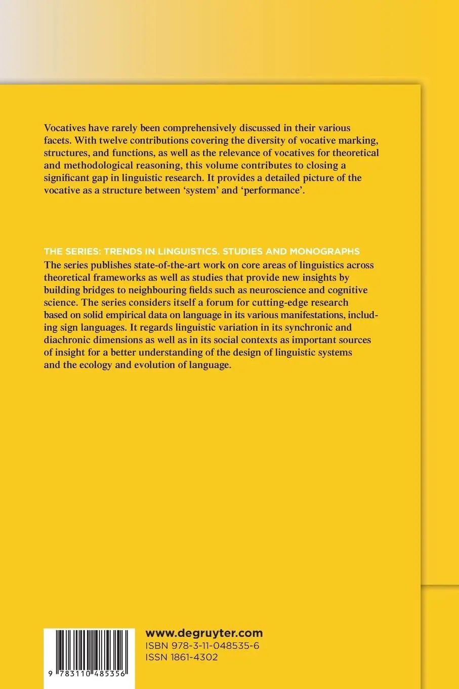 Rückseite: 9783110485356 | Vocative! | Addressing between System and Performance | Hanna (u. a.)