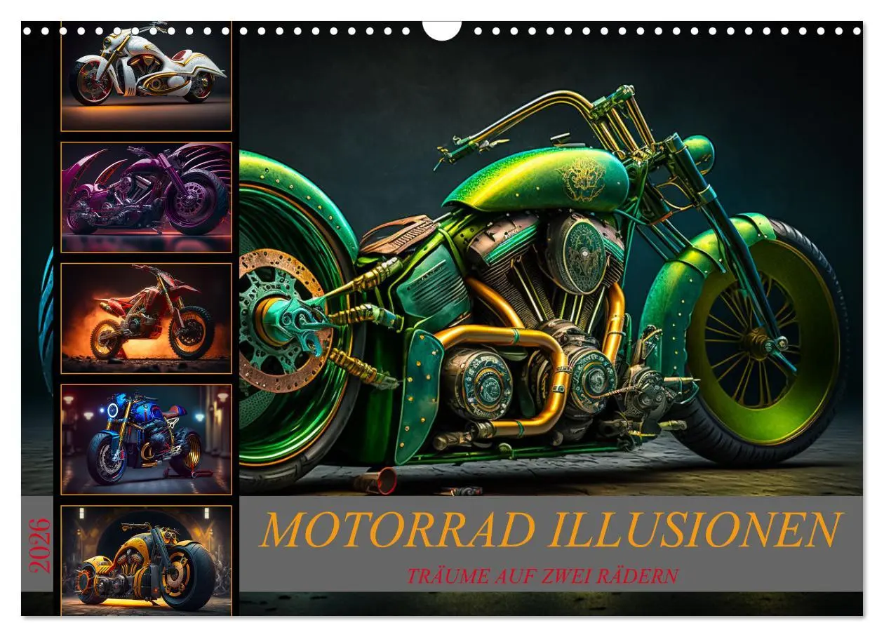 Cover: 9783457535356 | Motorrad illusionen (Wandkalender 2026 DIN A3 quer), CALVENDO...