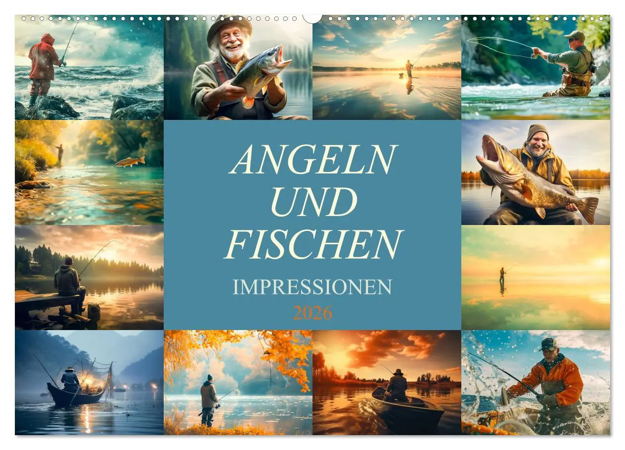 Cover: 9783457455456 | Angeln und Fischen Impressionen (Wandkalender 2026 DIN A2 quer),...