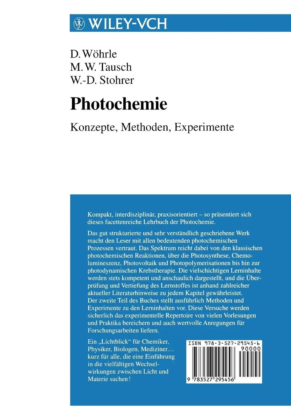 Rückseite: 9783527295456 | Photochemie | Konzepte, Methoden, Experimente | Dieter Wöhrle (u. a.)