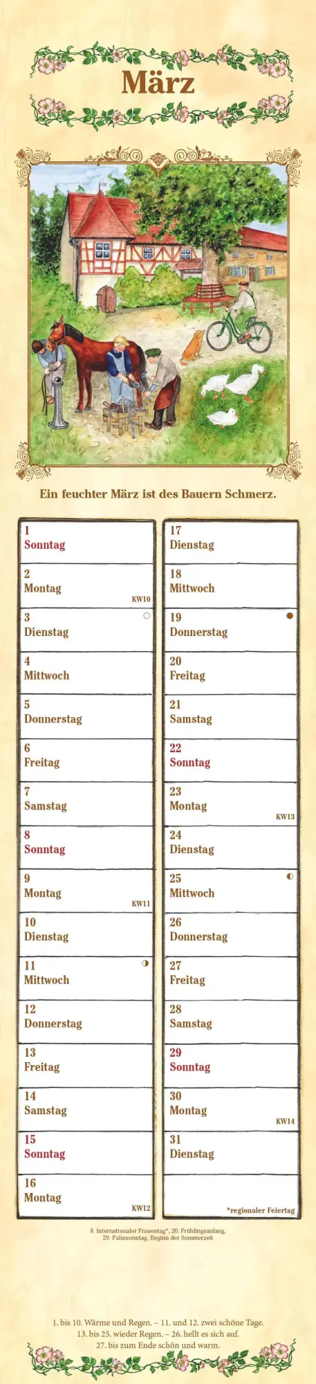 Bild: 4069095005556 | Streifenplaner Bauernkalender 2026 - Streifen-Kalender 11,3x49x5 cm...