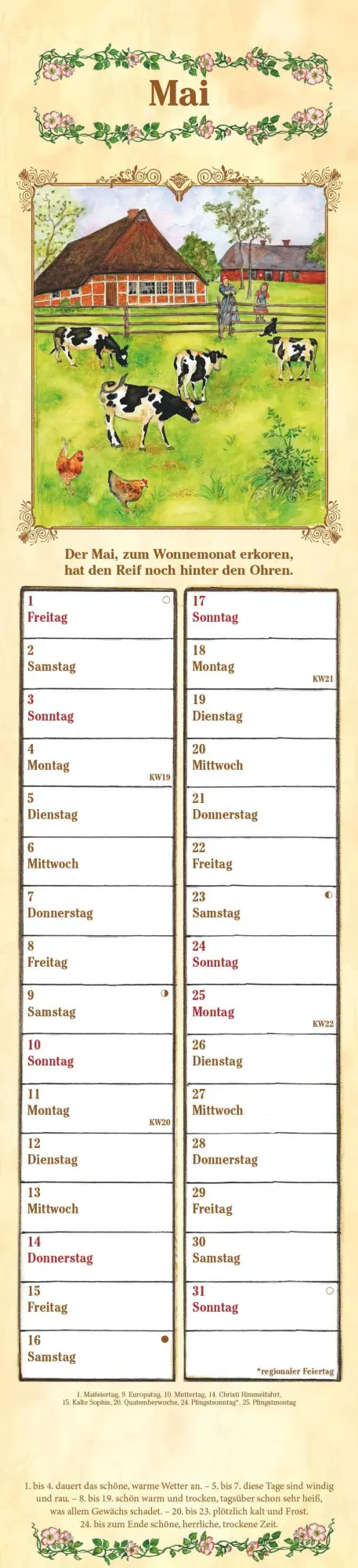 Bild: 4069095005556 | Streifenplaner Bauernkalender 2026 - Streifen-Kalender 11,3x49x5 cm...