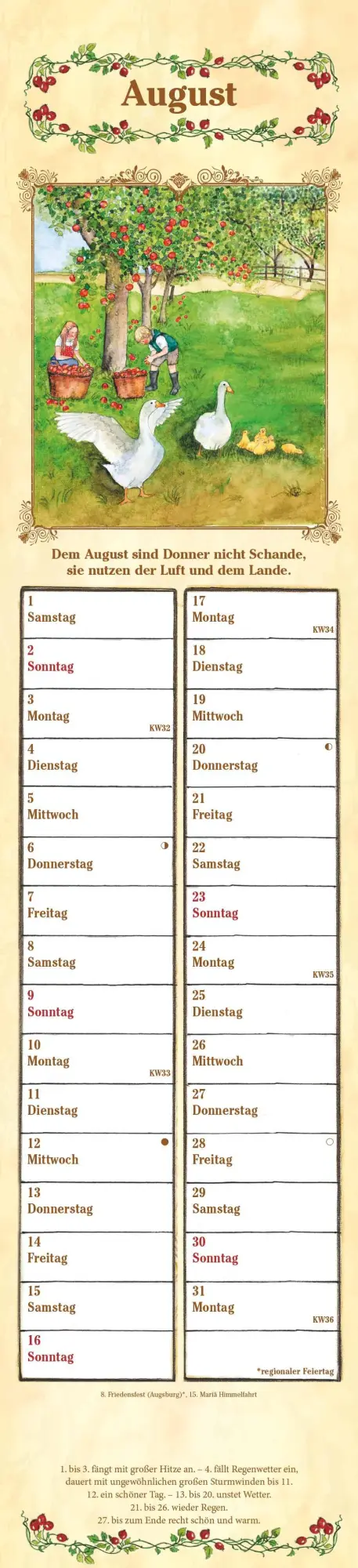 Bild: 4069095005556 | Streifenplaner Bauernkalender 2026 - Streifen-Kalender 11,3x49x5 cm...