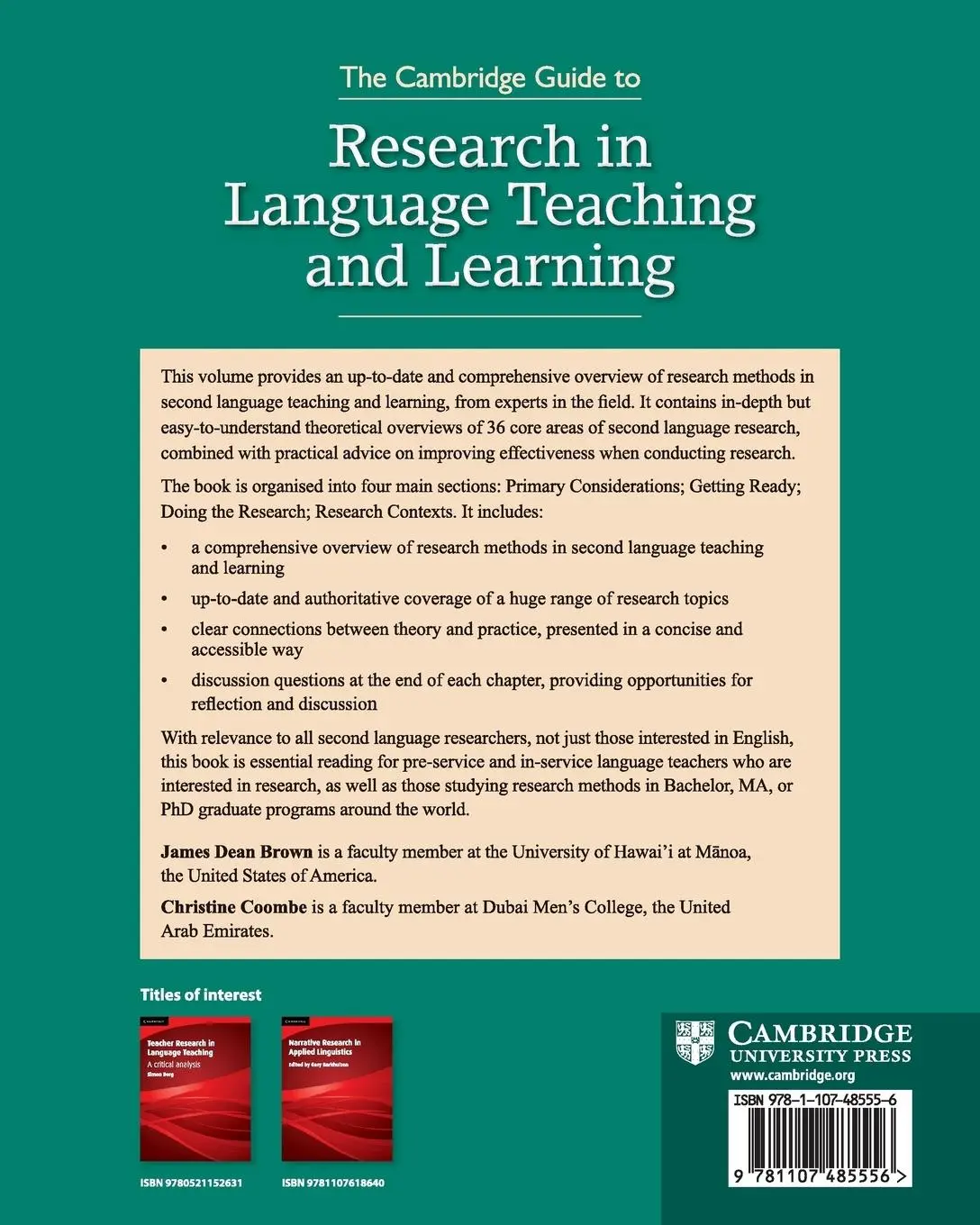 Rückseite: 9781107485556 | The Cambridge Guide to Research in Language Teaching and Learning