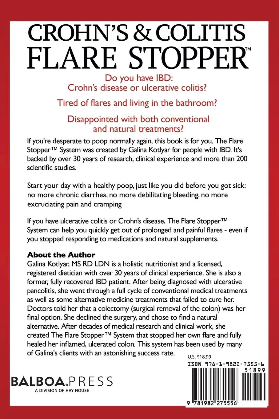 Rückseite: 9781982275556 | Crohn's and Colitis the Flare StopperSystem. | Galina Kotlyar Rd Ldn