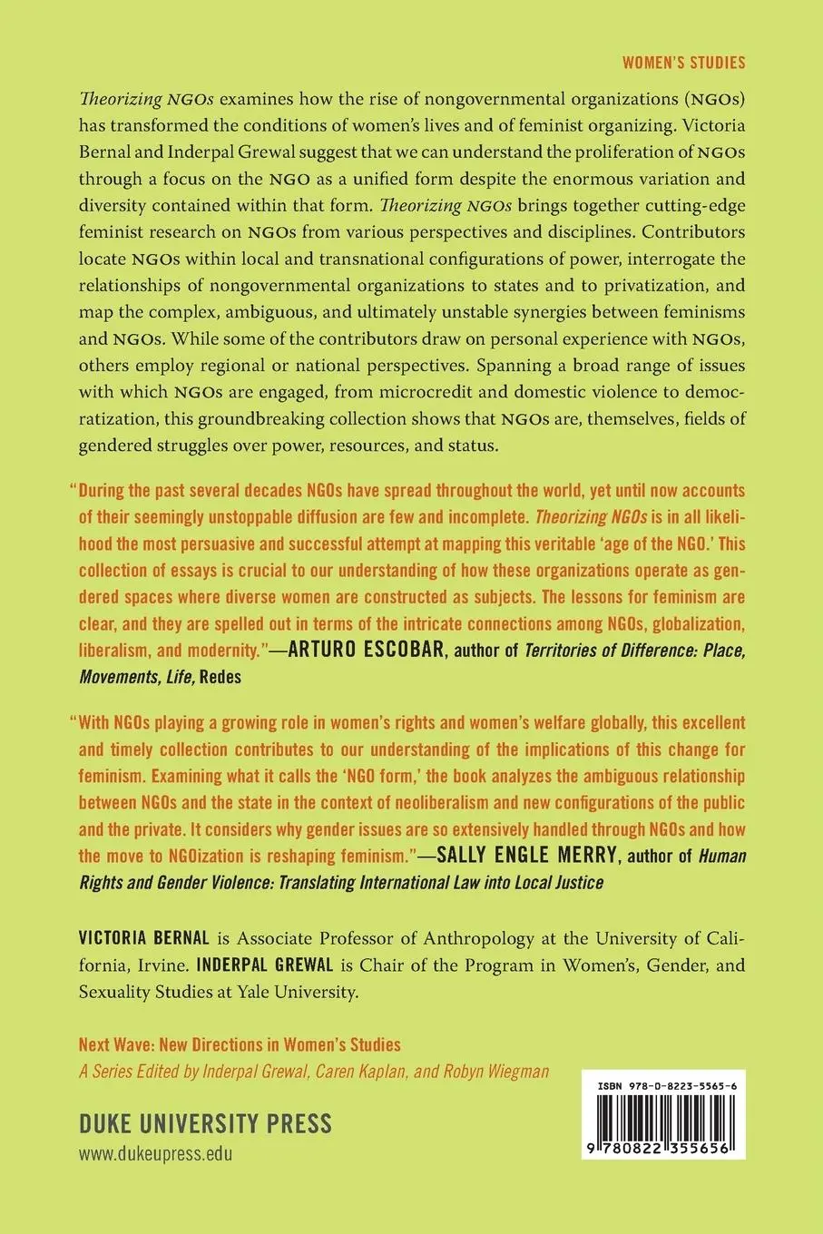Rückseite: 9780822355656 | Theorizing NGOs | States, Feminisms, and Neoliberalism | Bernal | Buch