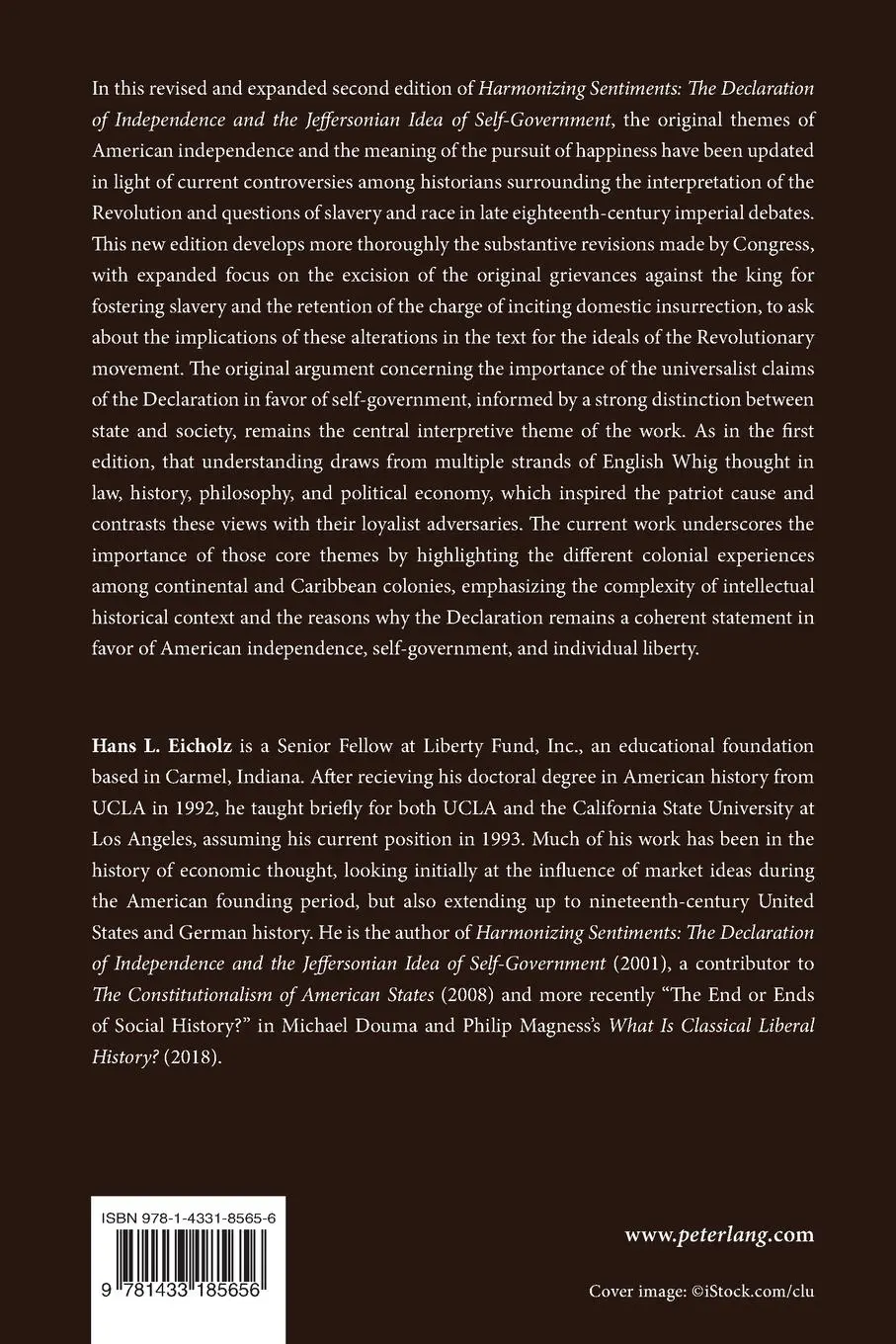 Rückseite: 9781433185656 | Harmonizing Sentiments | Hans L. Eicholz | Taschenbuch | Kartoniert