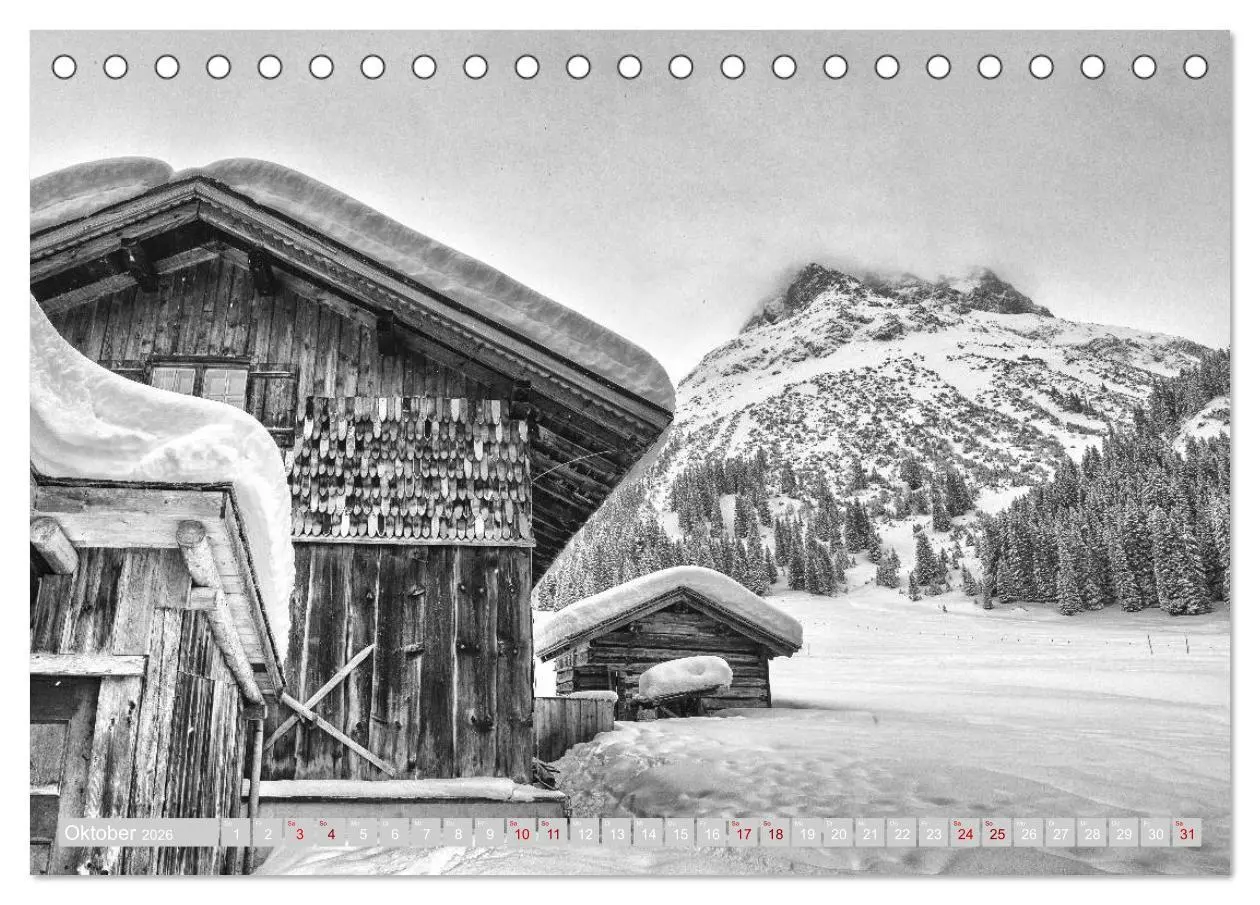 Bild: 9783457815656 | Arlberg black and white (Tischkalender 2026 DIN A5 quer), CALVENDO...
