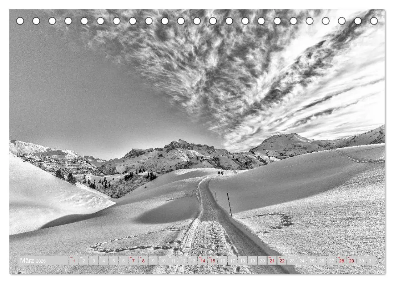 Bild: 9783457815656 | Arlberg black and white (Tischkalender 2026 DIN A5 quer), CALVENDO...