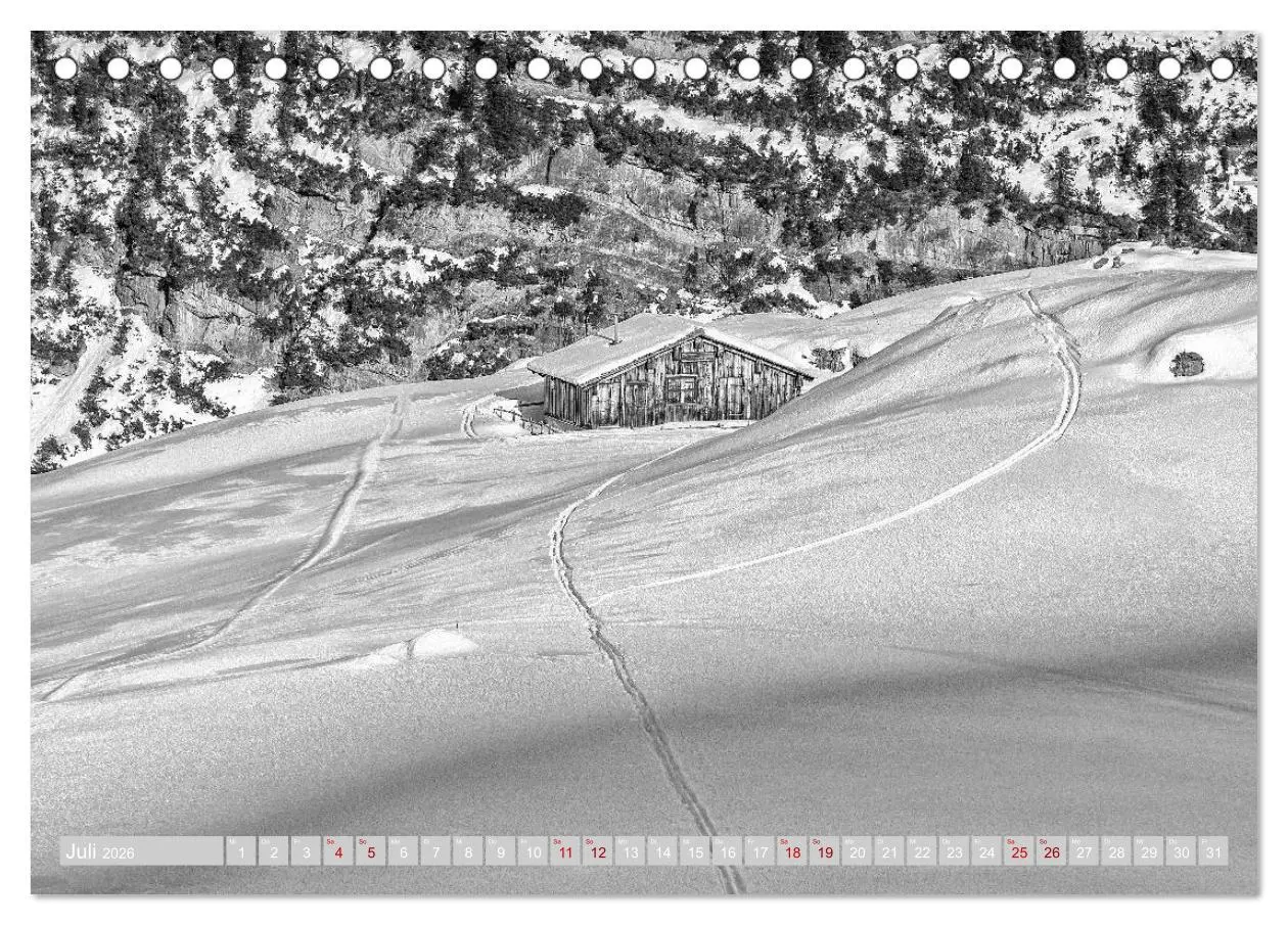 Bild: 9783457815656 | Arlberg black and white (Tischkalender 2026 DIN A5 quer), CALVENDO...